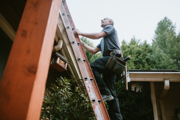 Bird control professional starting to inspect a homes roof-1