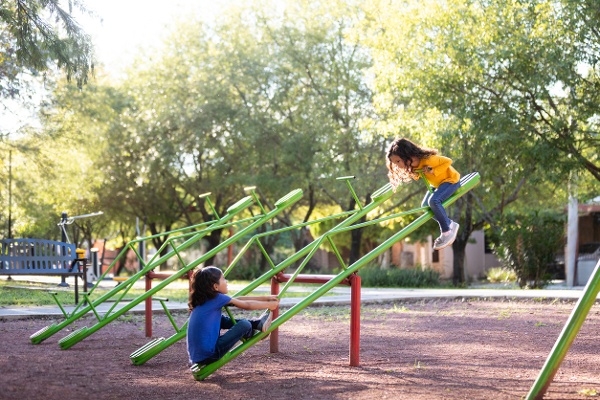 Safe park playground with bird deterrents